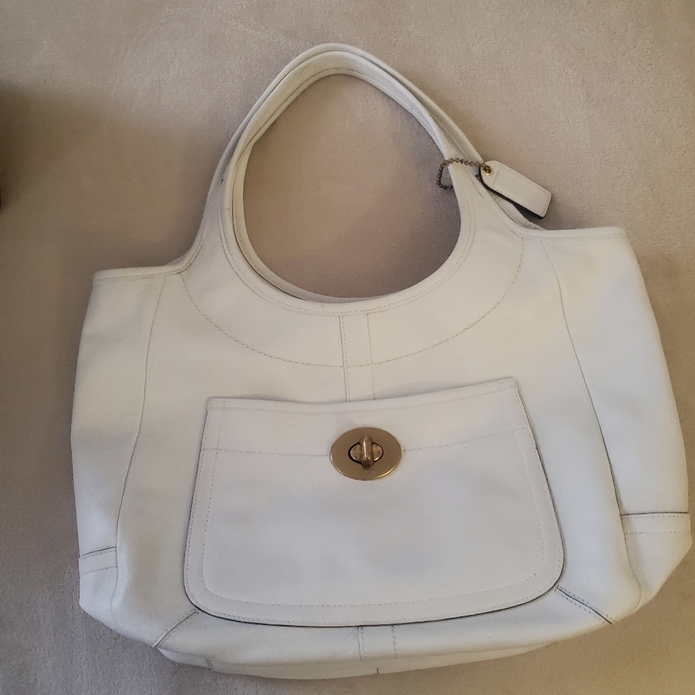 Vintage Coach Ergo XL tote white